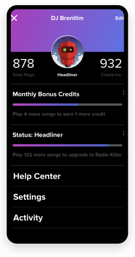 mobile app rewards screen